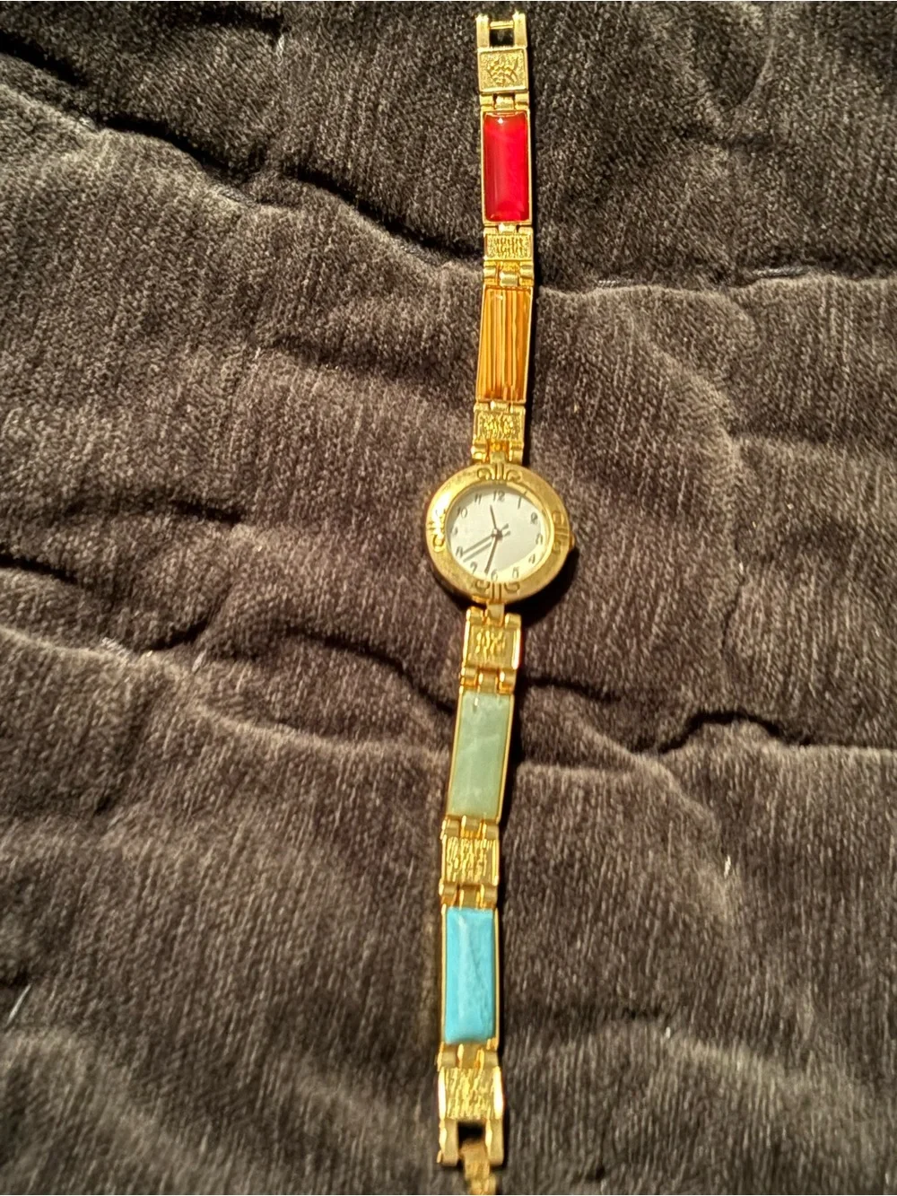 Vintage 1990’s LGP Multi-Stone Scarab Watch & Matching Necklace Set -barely worn